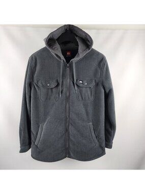 Quiksilver Shacket Mens Medium Gray Herringbone Sherpa Hoodie NWT